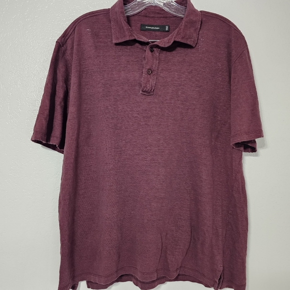 Ermenegildo Zegna Linen Polo Shirt XL Slim Fit Burgundy - Picture 2 of 7